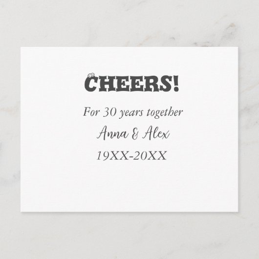 Proost op 30 jaar samen verjaardag voeg naam toe d briefkaart (Voorkant)