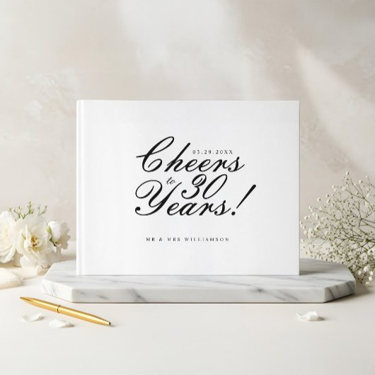 Proost op 30 Jaar Script Photo Jubileum Wit Gastenboek
