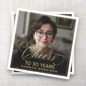 Proost op 30 Jaar Verjaardag Foto Goud Zwart Servet