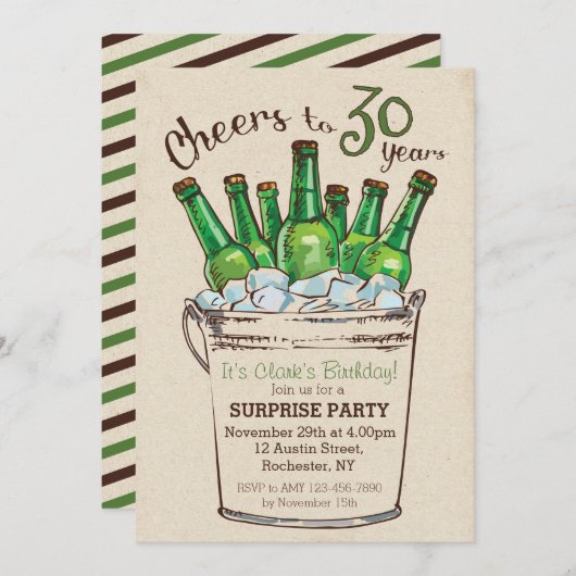 Proost op 30 jaar verjaardagsuitnodiging kaart (Voorkant / Achterkant)