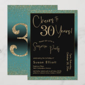 Proost op 30 jaar Verrassingsfeestje, Blauwgroen Kaart (Voorkant / Achterkant)