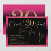 Proost op 30 jaar Verrassingsverjaardag, Deep Pink Kaart (Voorkant / Achterkant)