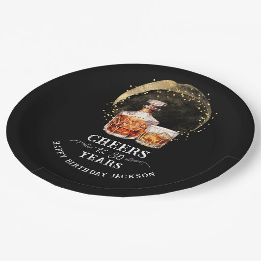 Proost op 30 jaar whisky papieren bordje (Gekanteld)