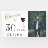 Proost op 30 Jaar Wijn 30e Verjaardag Foto Spandoek (Horizontaal)