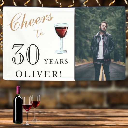 Proost op 30 Jaar Wijn 30e Verjaardag Foto Spandoek
