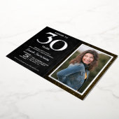 Proost op 30 Jaar Zwart Zilver 30e Verjaardag Folie Uitnodiging (Gedraaid)