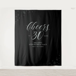 Proost op 30 jaar   Zwart & Zilver Feestje Wandkleed
