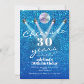Proost op 30 Years Blue Glam Disco Retro Birthday Kaart (Voorkant)
