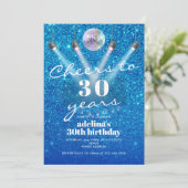 Proost op 30 Years Blue Glam Disco Retro Birthday Kaart (Staand voorkant)