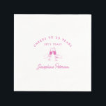 Proost op 30 Years Pink 30th Birthday Custom Servet<br><div class="desc">Feestelijke roze doodle ontwerp is voorzien van twee handen roosteren met wijnglazen. Alle tekst is bewerkbaar.</div>