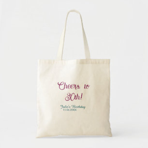 Proost op 30e verjaardag naam datum mauve blauw el tote bag