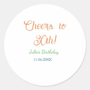 Proost op 30e verjaardag naam datum oranje groen b ronde sticker