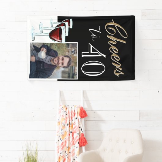 Proost op 40 elegante rode wijn Foto 40e verjaarda Spandoek (Insitu)