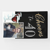 Proost op 40 elegante rode wijn Foto 40e verjaarda Spandoek (Horizontaal)
