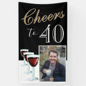 Proost op 40 elegante rode wijn Foto 40e verjaarda Spandoek (Verticaal)