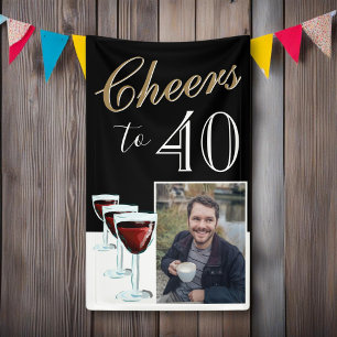 Proost op 40 Elegante Rode Wijn Foto 40e Verjaarda Spandoek