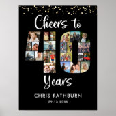 Proost op 40 Jaar 23 Foto's Nummer 40 Cutout Poster (Voorkant)