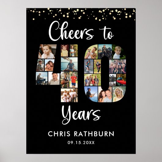 Proost op 40 Jaar 23 Foto's Nummer 40 Cutout Poster (Voorkant)