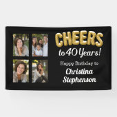 Proost op 40 jaar 4 Fotocollage 40e verjaardag Spandoek (Horizontaal)