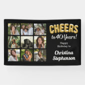 Proost op 40 jaar 9 Fotocollage 40e verjaardag Spandoek (Horizontaal)