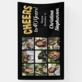 Proost op 40 jaar 9 Fotocollage 40e verjaardag Spandoek (Verticaal)