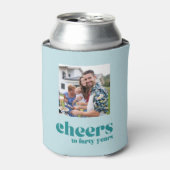 Proost op 40 jaar, blauwgroen retro Custom Photo C Blikjeskoeler (Blikje Voorkant)