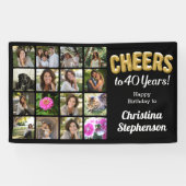 Proost op 40 jaar Fotocollage 40ste verjaardag Spandoek (Horizontaal)