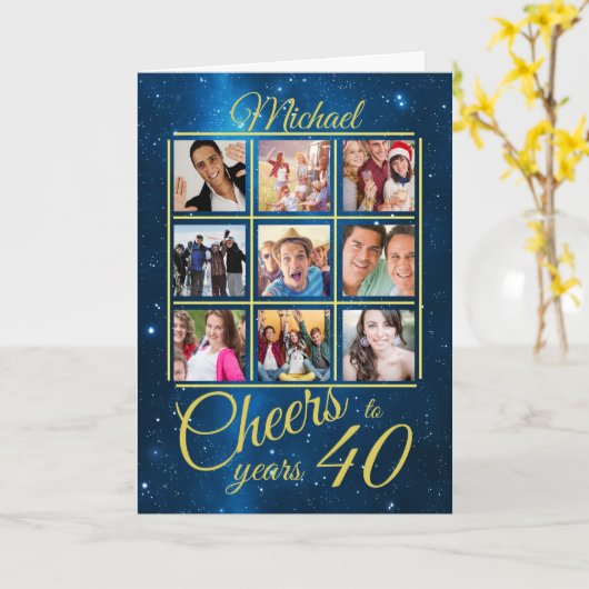 Proost op 40 jaar Fotosjabloon 40e verjaardag Kaart (Gele Bloem)