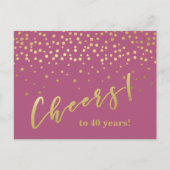 Proost op 40 jaar! Glamoureuze Gouden Glitters Briefkaart (Voorkant)