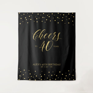 Proost op 40 jaar Gold & Black Verjaardagsfeest Wandkleed