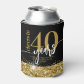 Proost op 40 jaar Gouden Glitter Verjaardagsgunst Blikjeskoeler (Blikje Voorkant)