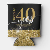 Proost op 40 jaar Gouden Glitter Verjaardagsgunst Blikjeskoeler (Voorkant)