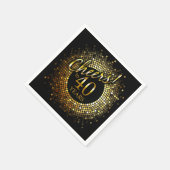 Proost op 40 jaar gouden zwarte sprankeling bling servet (Hoek)