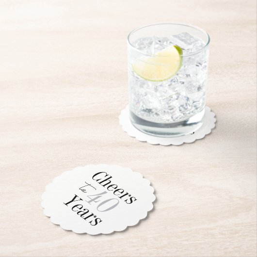 Proost op 40 jaar Minimal Silver Party Kartonnen Onderzetters (Insitu)