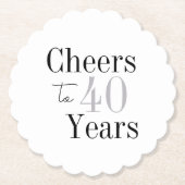 Proost op 40 jaar Minimal Silver Party Kartonnen Onderzetters (Voorkant)