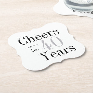 Proost op 40 Jaar Minimalistische Zilveren Feest Kartonnen Onderzetters