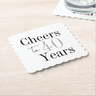 Proost op 40 Jaar Minimalistische Zilveren Feest Kartonnen Onderzetters