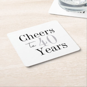 Proost op 40 Jaar Minimalistische Zilveren Feest Kartonnen Onderzetters
