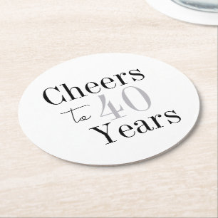 Proost op 40 Jaar Minimalistische Zilveren Feest Ronde Kartonnen Onderzetter