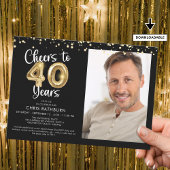 Proost op 40 jaar Photo Script Balloon Confetti Kaart