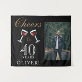 Proost op 40 jaar rode wijn 40e verjaardagsfoto wandkleed (Voorkant (horizontaal))