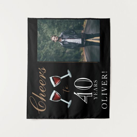 Proost op 40 jaar rode wijn 40e verjaardagsfoto wandkleed (Voorkant)