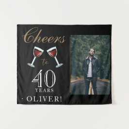 Proost op 40 Jaar Rode Wijn 40ste Verjaardag Foto Wandkleed