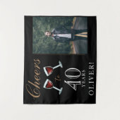 Proost op 40 Jaar Rode Wijn 40ste Verjaardag Foto Wandkleed (Voorkant)