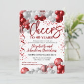 Proost Op 40 Jaar Rood 40ste Verjaardag Kaart (Staand voorkant)