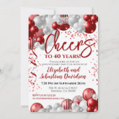 Proost Op 40 Jaar Rood 40ste Verjaardag Kaart (Voorkant)