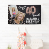 Proost op 40 jaar Roos Gold 2 Foto Verjaardag Spandoek (Insitu)