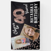 Proost op 40 jaar Roos Gold 2 Foto Verjaardag Spandoek (Verticaal)