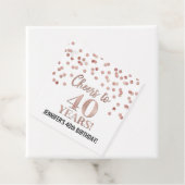 Proost op 40 jaar Roos Gold Confetti Bedankjes Labels (In situ)
