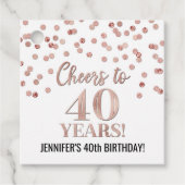 Proost op 40 jaar Roos Gold Confetti Bedankjes Labels (Voorkant)